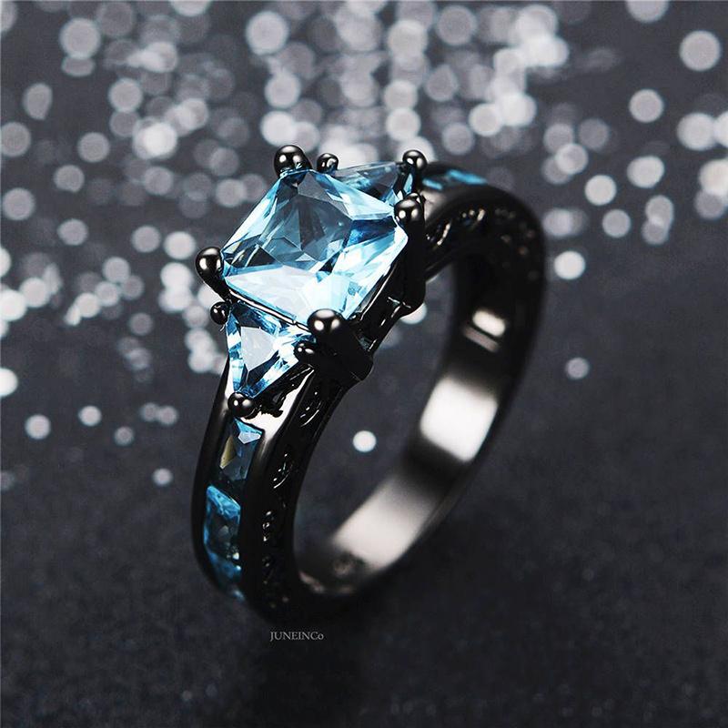 New European And American Creative Accessories Fashion Female Zircon Hand  Black Gem Wedding Ladies Ring