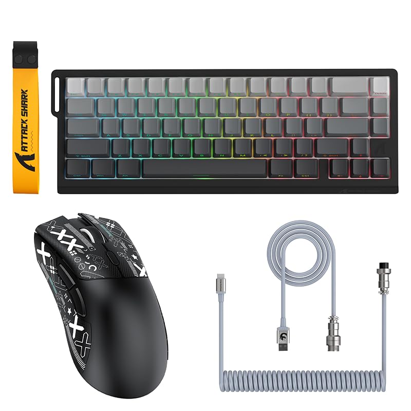

MAMBASNAKE X ATTACK SHARK Gaming Keyboard Mouse Set TKL Compact [X68HE & R1] Anti-Ghost (Moonlight)