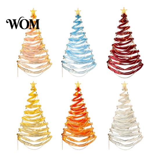 Lighted Christmas Wall Decoration DIY Tree Decor Kit, Hanging Fabric Ornament Set Holiday Backdrop for Window Wall, Handmade Craft with LED