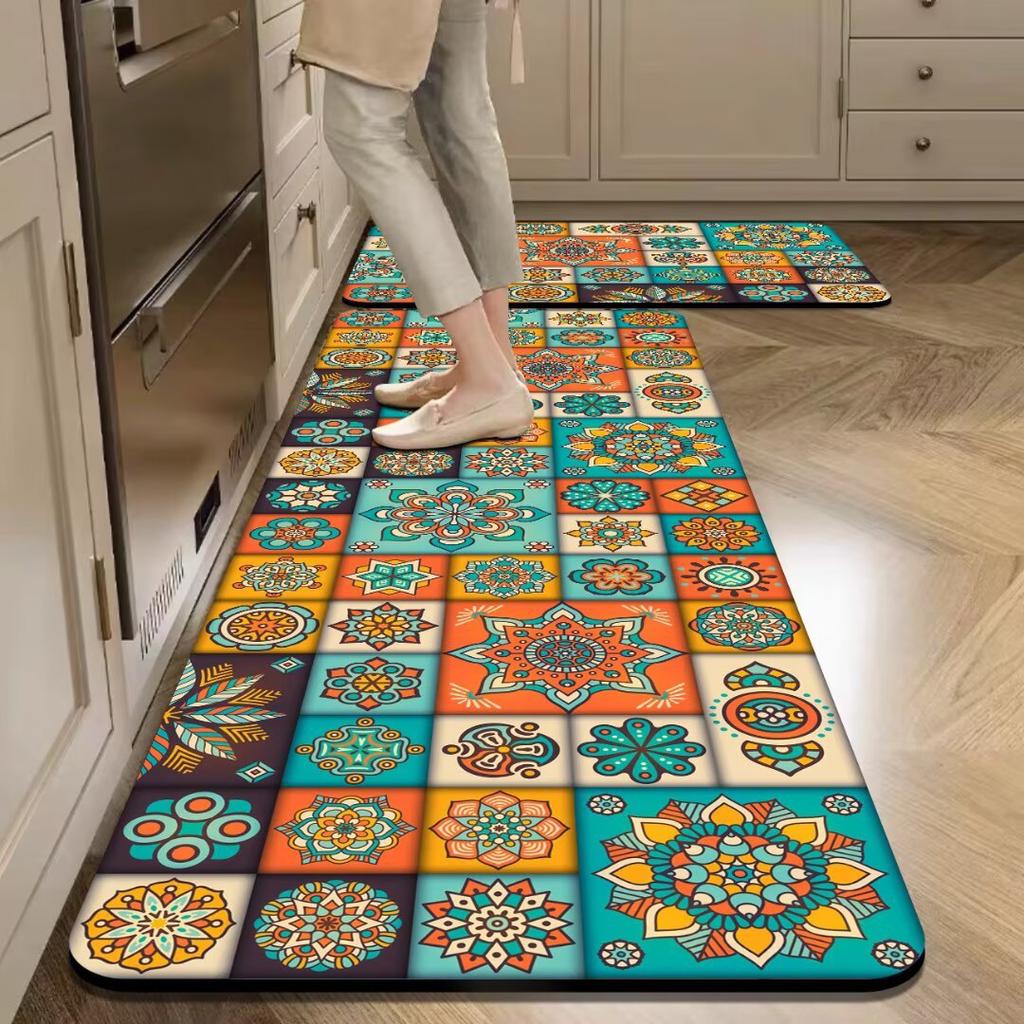 VIKAMA's New Bohemian Kitchen Rug Diatomite Bathroom Absorbent Anti-Slip Toilet Seat Pad Bathroom Bathtub Mat Home Decoration.