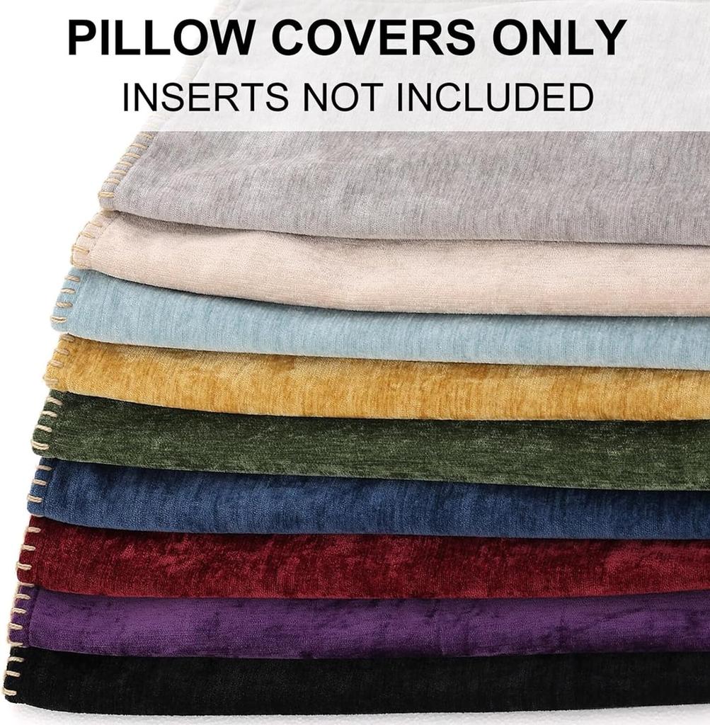 Fall Decorative Cozy Throw Pillow Covers Cases for Couch Sofa Home Decoration Solid Dyed Soft Chenille Fall Orange Cushion Cover