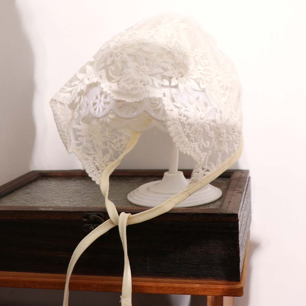 White Infant Lace Hat Embroidery Girl Bonnet Cap Ins Baby Lace Hat Photography Props