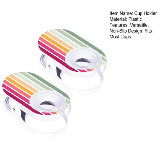 Versatile Non-Slip Design Cup Holder Plastic White 2 Pc
