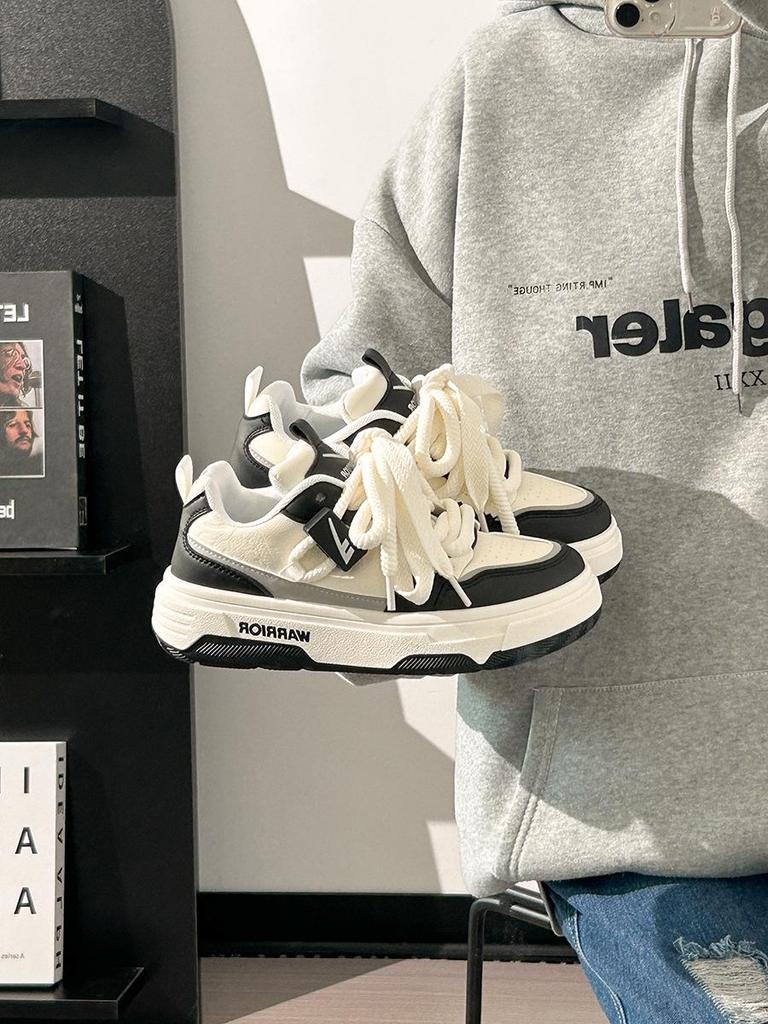 Women's Burgundy Autumn Sneakers: Breathable, Thick-Soled, Versatile Sports Shoes