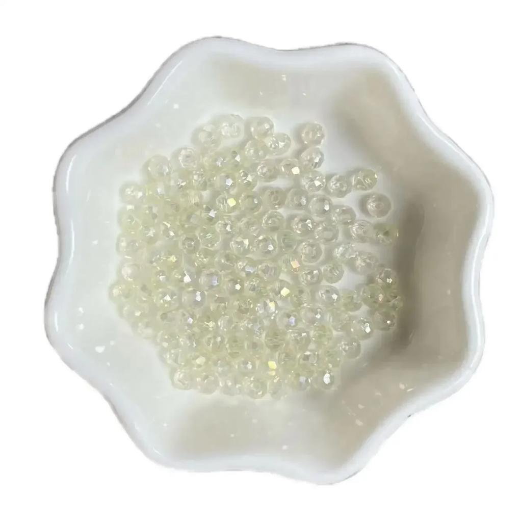 100pcs Czech Rondelle Crystal Beads AB Color Faceted Glass Beads Loose Spacer Beads for Jewelry Making DIY Necklace Accessories