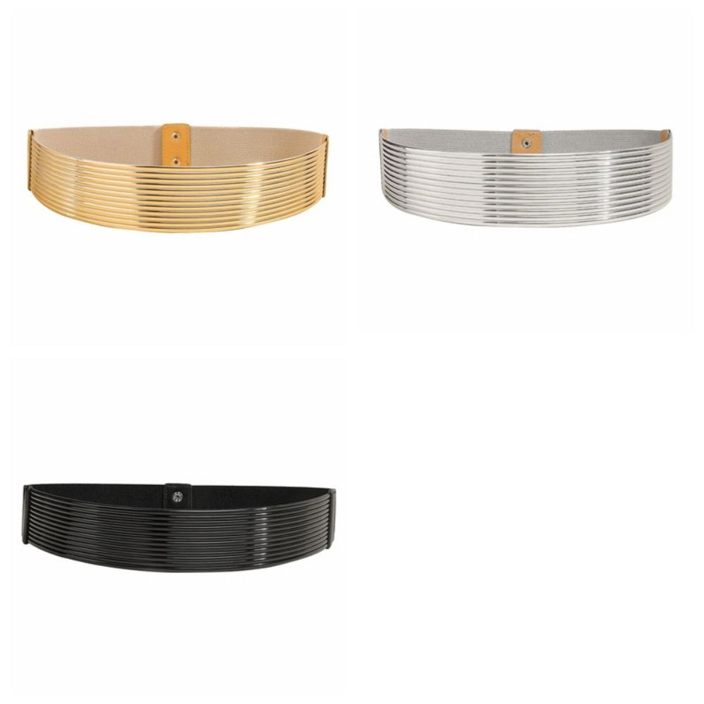 Bright Women Waist Belt Gold Elastic Cummerbunds Simple Waist Corset Belts  Party