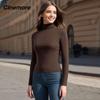 Cinemore Women's Sweater Solid Oversize Casual Pullovers Shirt Warm High Neck Basic Knitted Jumper Cashmere Bottoming Top