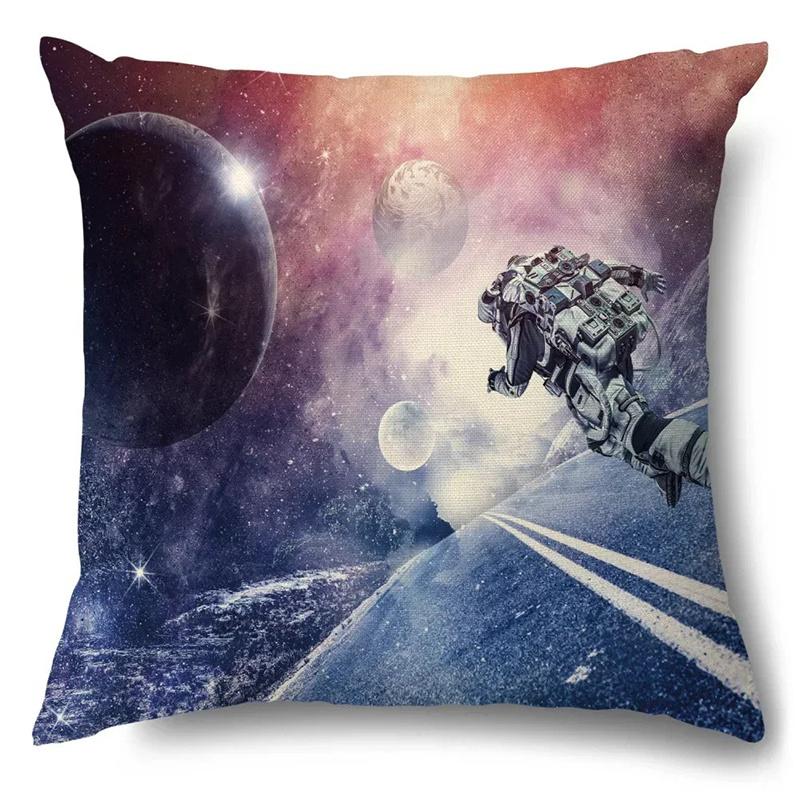 Dekoration für Zuhause Astronaut & Katze im Weltraum Muster Kissenbezüge Muster Kissenbezug Geeignet für Sofa Schlafzimmer Auto Kissenbezug
