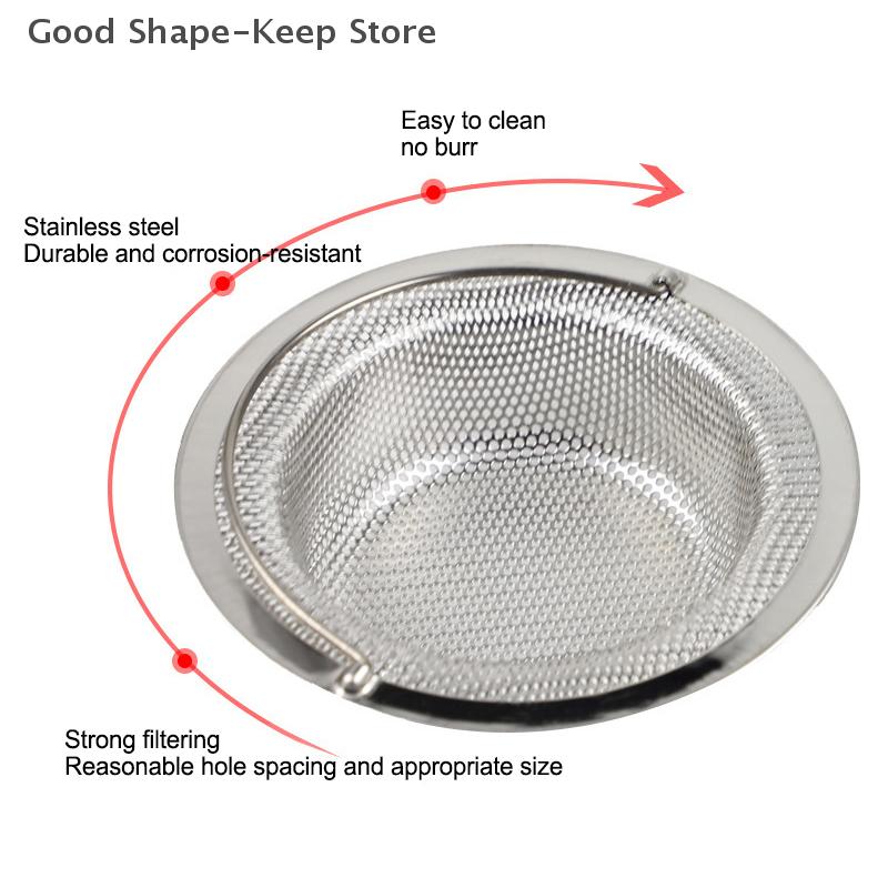 3-Pack Stainless Steel Sink Filter with Handle - Kitchen Food Hair Strainer Disposable Mesh Drains Filter Sink 3 Sizes Available