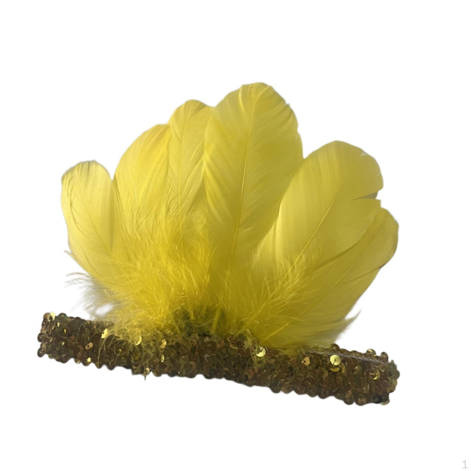 

Повязка на голову с перьями для праздников жёлтый