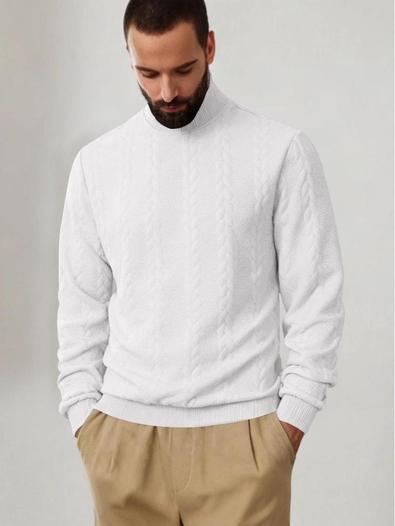 Men's Heavyweight American Style Cable Knit High Neck Winter Hoodie