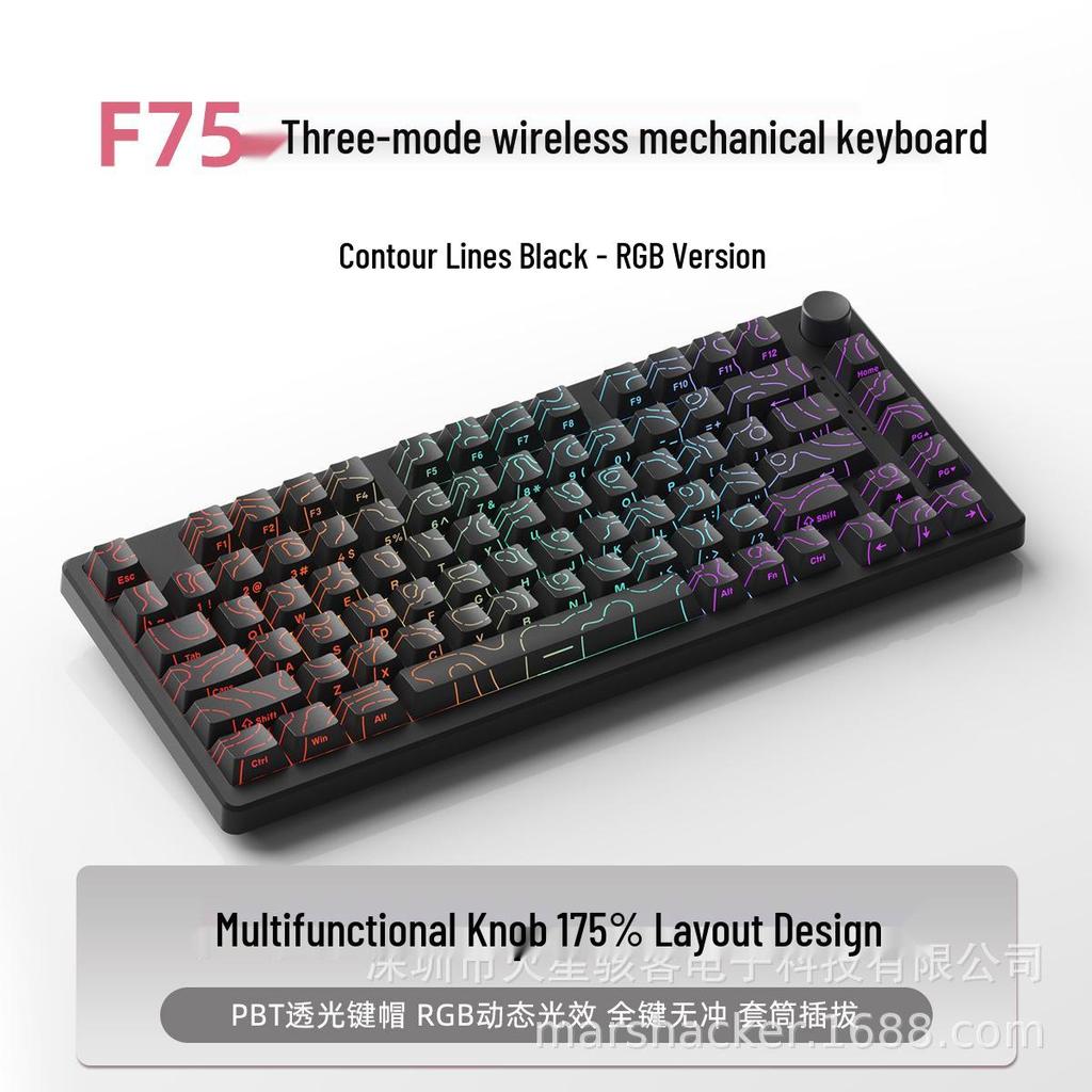 F75PRO Wireless 3-Mode RGB Hot-Swappable Mechanical Keyboard - 75% Layout for Gaming & Office