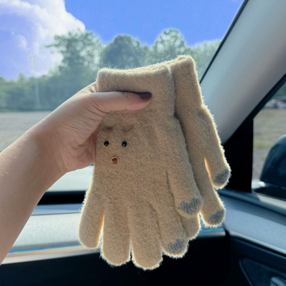 Knitting Gloves Five Finger Cycling Driving Gloves Full Finger Mittens  Winter