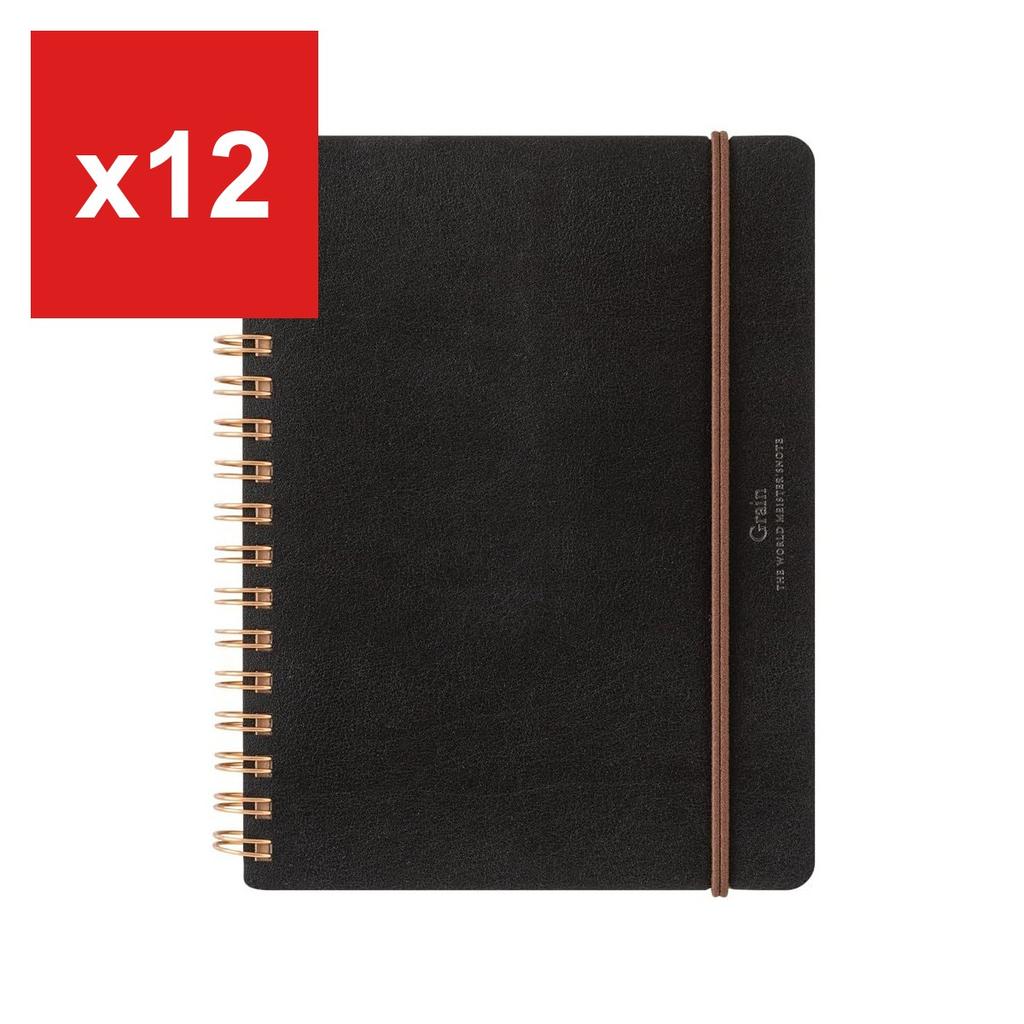 Midori Ring-Bound Notebook, Color Dot Grid, A5 - Black