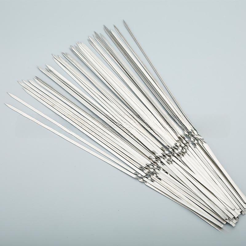10pcs Stainless steel barbecue skewers, non-magnetic flat skewers, lamb skewers, barbecue needles, barbecue tools