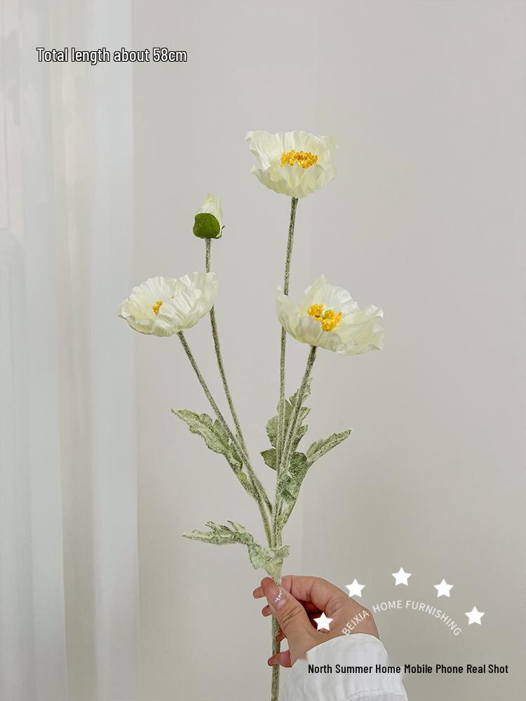 Букет из искусственных цветов «Исландский мак» - Цветочная арт-декорация с вазой для домашнего декора и фотосессий.