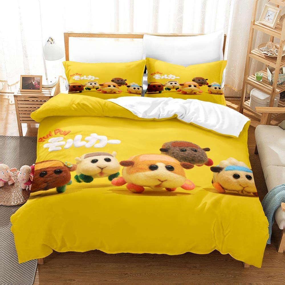 Pui Pui Molcar Bedding Set Single Twin Full Queen King Size Bed Set Adult Kid Bedroom Duvet Cover Sets 3D Anime Bed Sheet Set