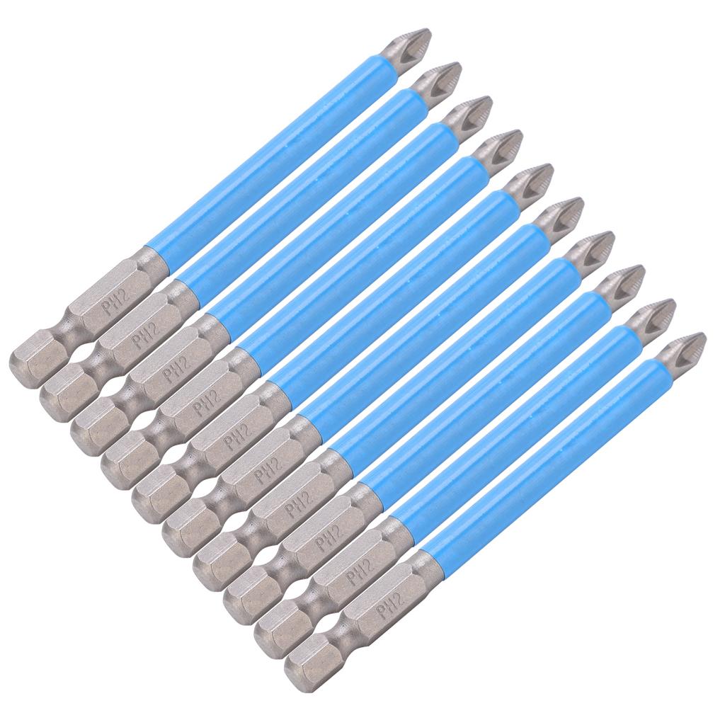 10Pcs Cross Screwdriver Bits 90mm PH2 NonSlip Magnetic Electric Drill Bits Accessory