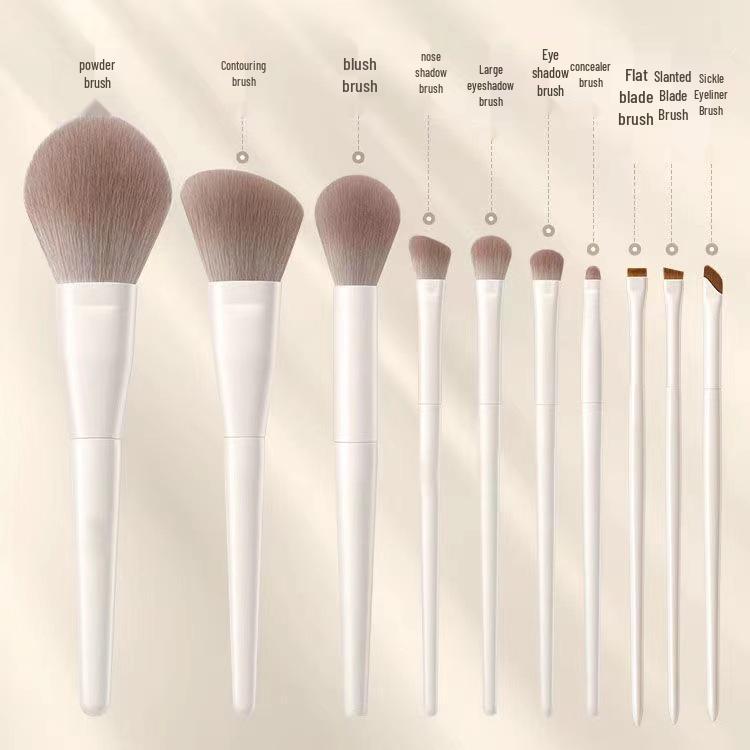10/12-Piece Milk White Cloud Porcelain Makeup Brush Set