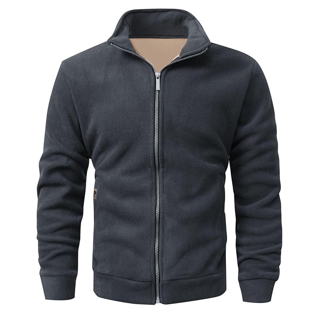 Herren Casual Sports Reißverschluss Stehkragen Hoodie Mantel Herren Einfarbig Strickjacke