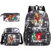 Mochila escolar de gran capacidad con correa para el hombro; set de tres piezas para estuche de lápices de estudiante