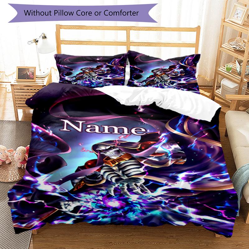 Set Biancheria da Letto Overlord Personalizzato con Nome 3 Pezzi Copripiumino Chiusura Include 1 Copripiumino e 2 Federe, Morbido e Confortevole per Tutte le Stagioni.