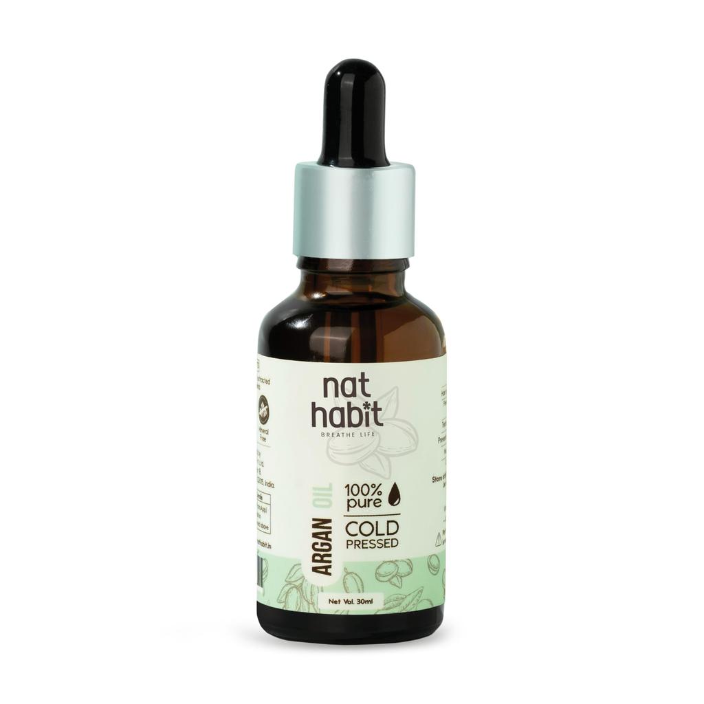Nat Habit Cold Pressed 100% Pure Oil for Skin & Hair | Fresh from Our Ayurvedic Kitchen, Zero Preservatives | Body Massage Oil, Hair Oil (Argan Oil