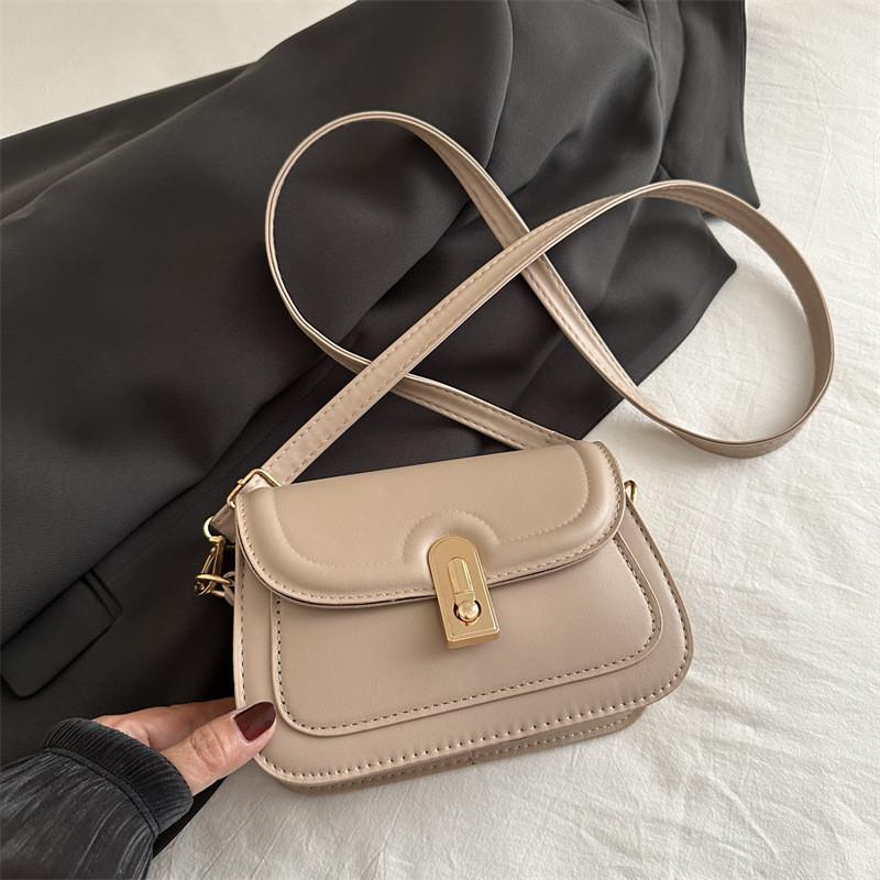 Trendy Retro Small Crossbody Square Bag For Autumn Elegant Casual Use Available In Black White Khaki And Brown