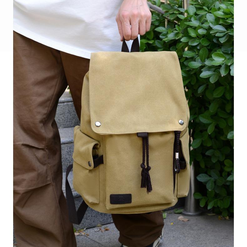 Backpack Men'S Retro Wind Durable Canvas Backpack Junior High School Female College Student School Bag