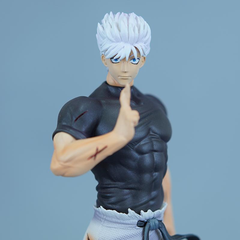23cm Jujutsu Kaisen Satoru Gojo Actiefiguur Prachtig Driehoofd Beeld PVC Anime Verzamelfiguur Speelgoed Bureau Ornament Cadeau