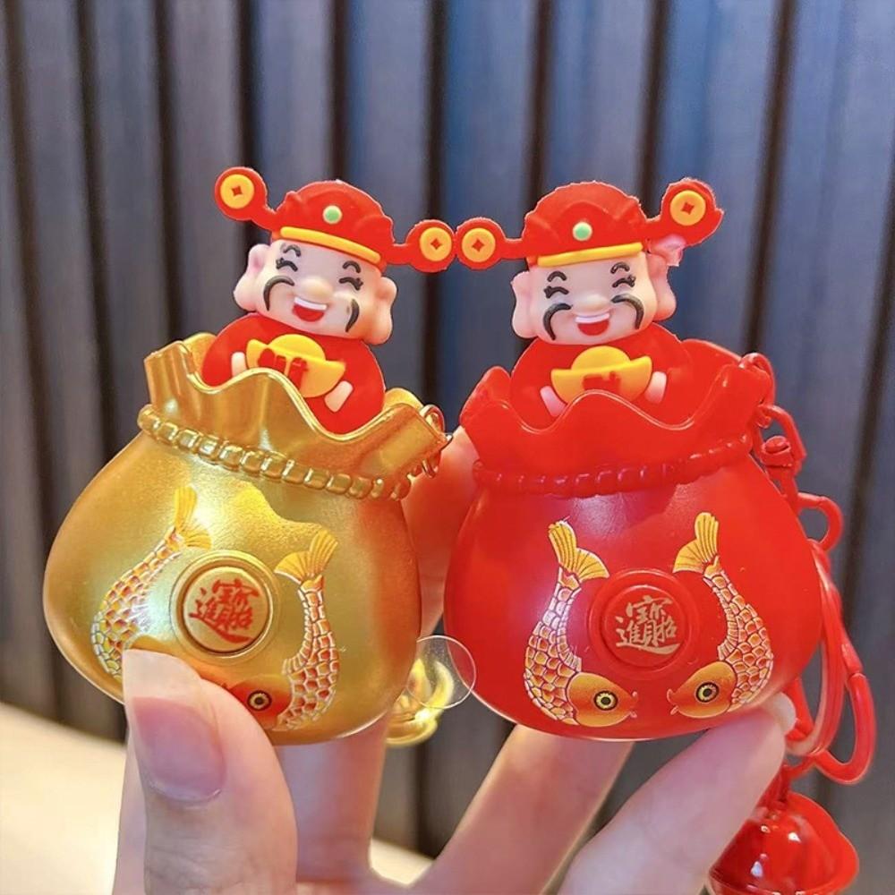 Blessing Bag Wealth God Voice Keychain Chinese New Year God of Longevity Pendant  Car Key Pendant