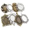 5pcs 18x25mm Inner Size Antique Silver Plated Bronze Black Fashion Style  Cameo Cabochon Base Setting Pendant Necklace Findings