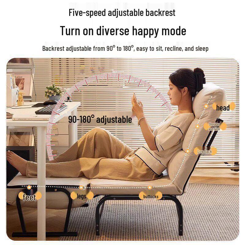 Foldable Multi-Functional Office Nap Sofa Bed: Durable, Reinforced Single Lounger for Home