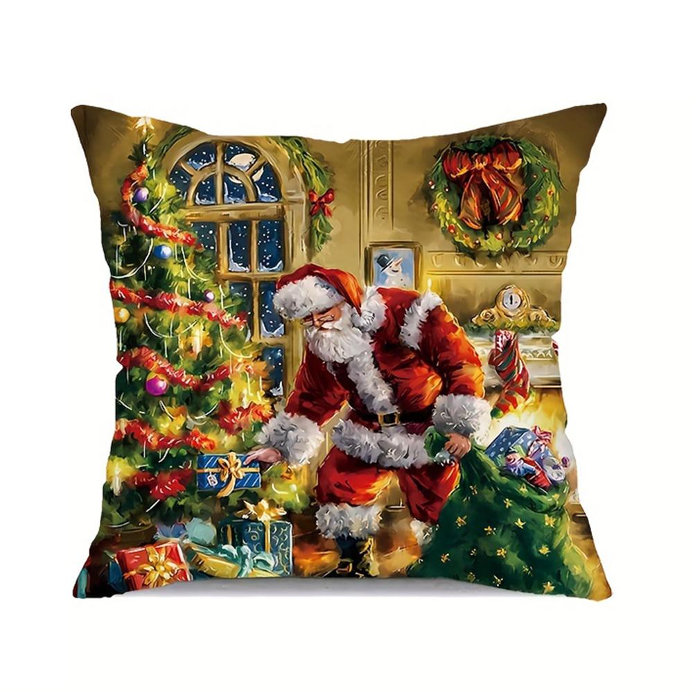 1 шт Набор ультрамягких плюшевых рождественских наволочек - праздничный дизайн красного и зеленого цветов идеально подходит для декора дома и автомобиля 450mm450mm 980₽