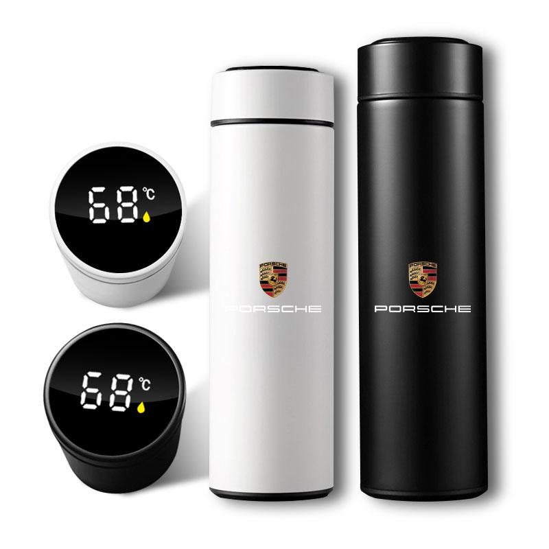 Car Smart Thermos Bottle With Temperature Display Coffee Cup For Porsche Boxster Cayenne Panamera Macan Cayman 911 918 996 917 991