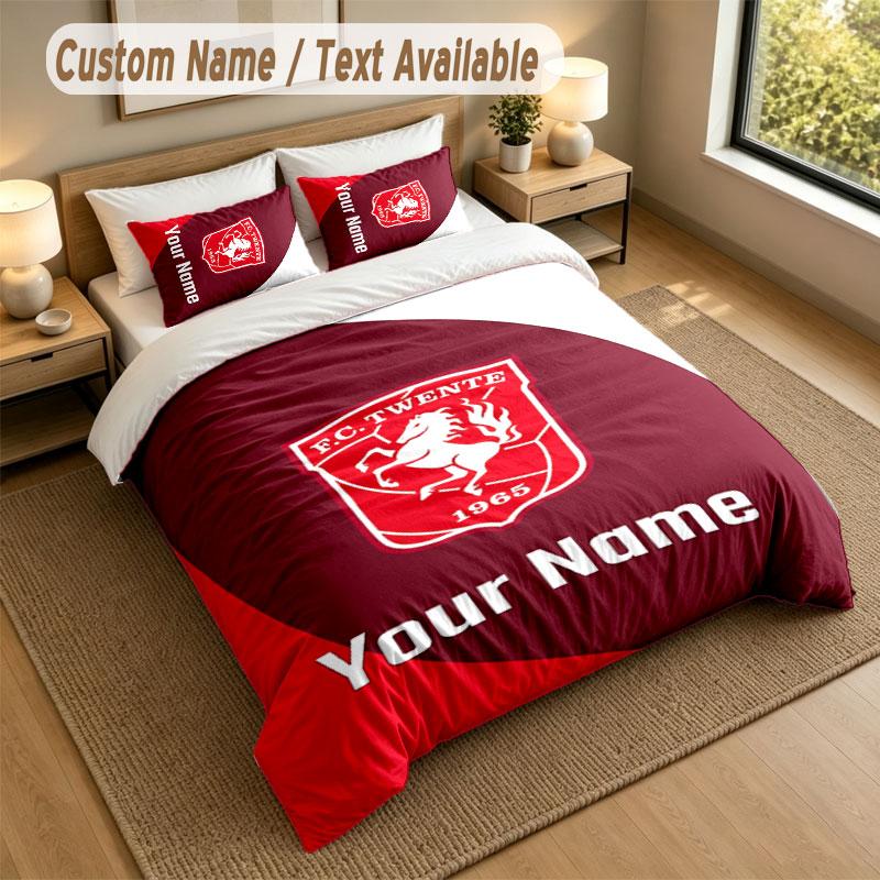 Set Biancheria da Letto 1 Copripiumino 2 Federe Stampa FC Twente Morbido Tessuto per Letto Decorazione Camera da Letto