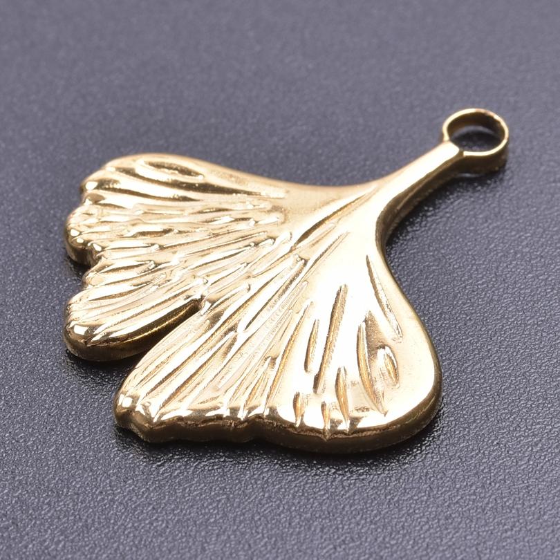 Real Gold Plated Stainless Steel Plant Charms For Jewelry Making Supplies Rose Plum Blossom Leaves 5pcs/Lot Pendant DIY Pendant