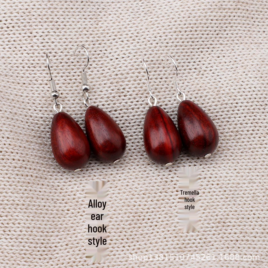 

Antique-Style Sandalwood Teardrop Earrings - High-End, Versatile Ethnic Costume Accessories Sandalwood Teardrop Earrings - Alloy Hook