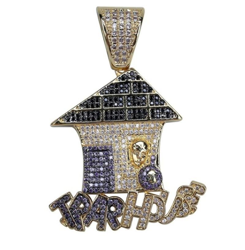 

Хип-хоп мультяшная форма кулон ожерелье кубический цирконий мужской женский аксессуары для вечеринок