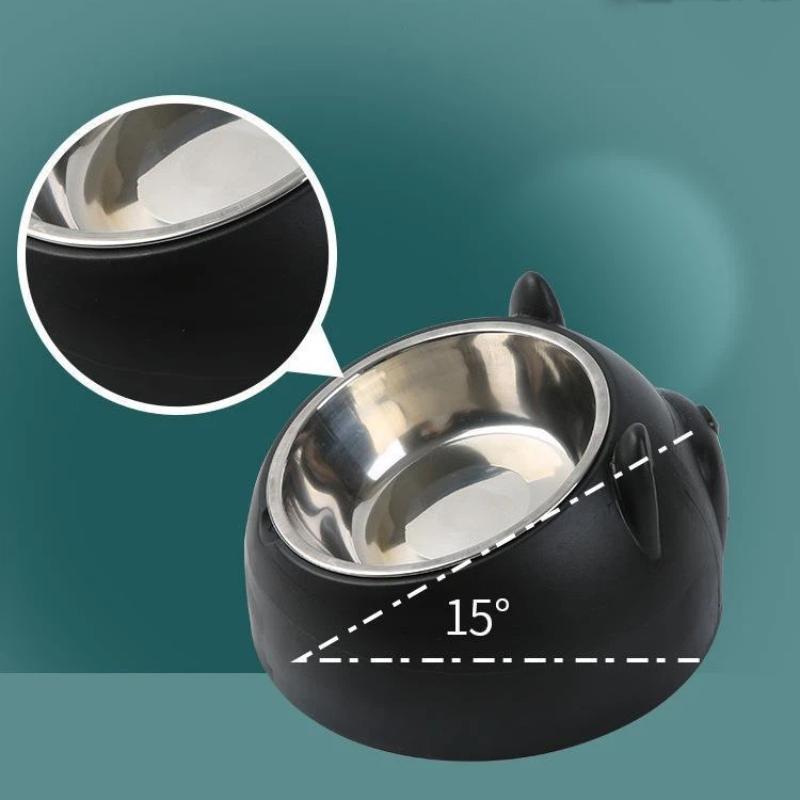 Cat Ear Shaped Elevated Stainless Steel Pet Bowl Non-Slip Scratch Resistant Feeder for Small Cat Dog Food Water