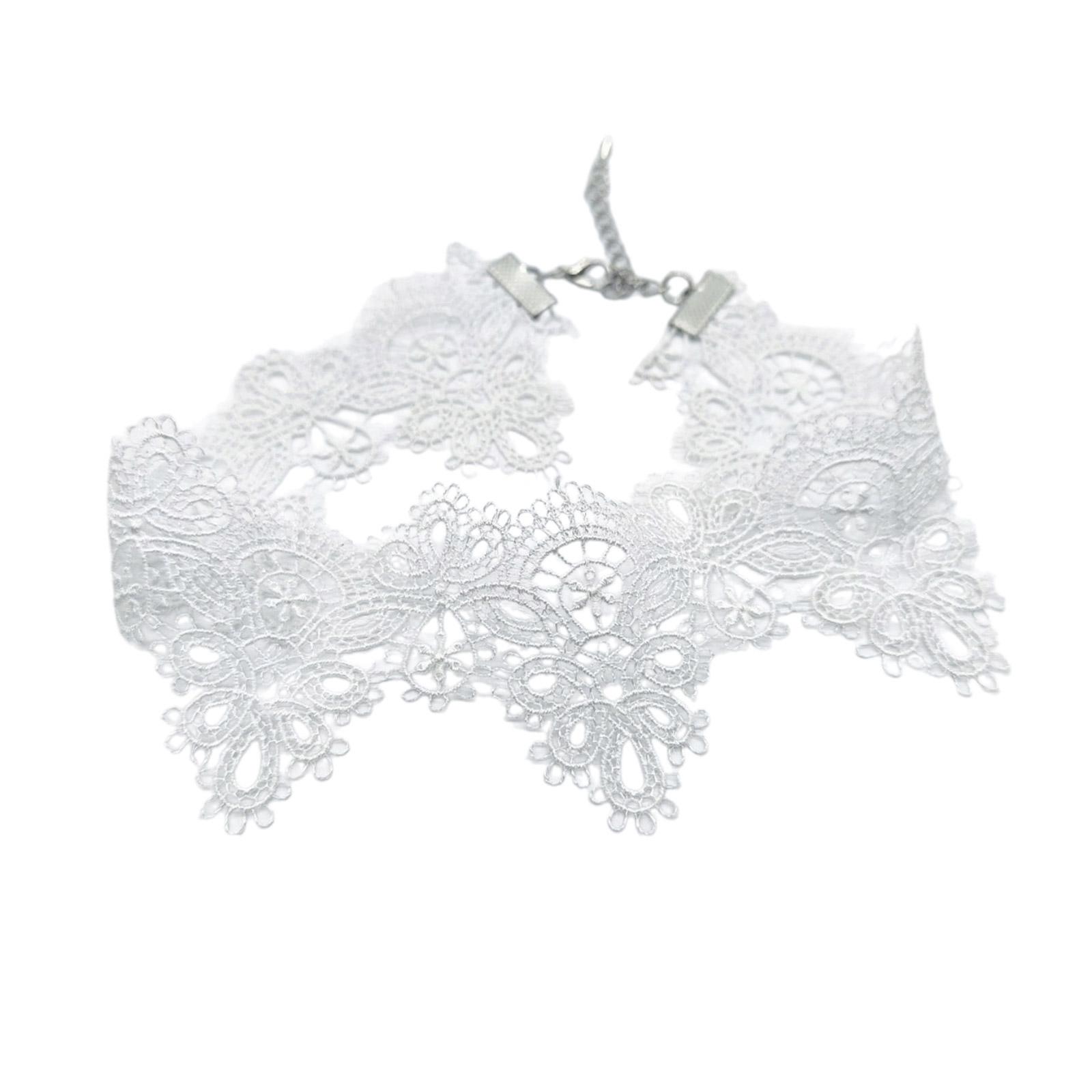 

Элегантное кружевное короткое колье-чокер, стильное ожерелье, мягкое, удобное, прочное, повседневное шейное украшение для стильных леди и женщин белый