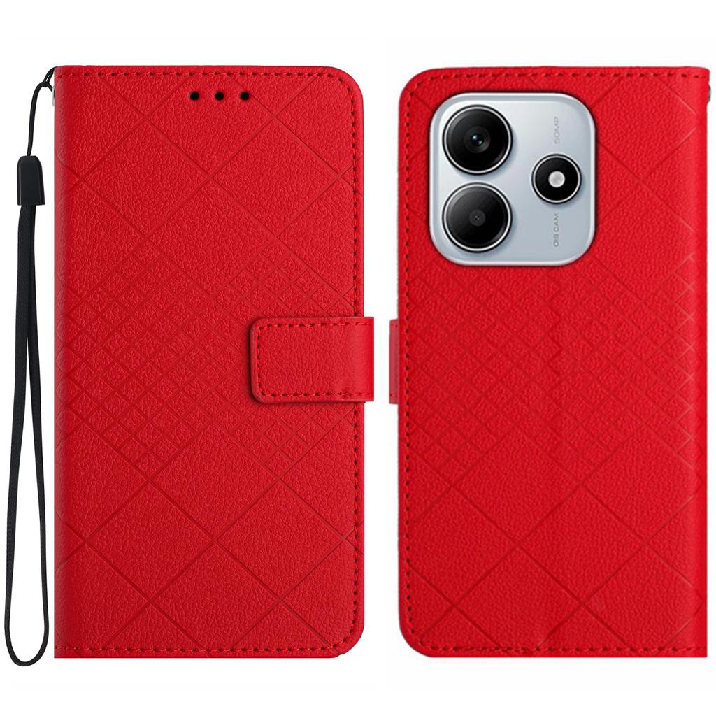 HT06 For Xiaomi Redmi Note 14 5G Wallet Phone Case Imprint PU Leather Flip Folio Cover