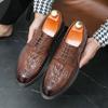 New Brand Crocodile Pattern Business Formal Leather Shoes Men Pointed Toe Oxfords Formal Wedding Party Office Casual Dress Shoes