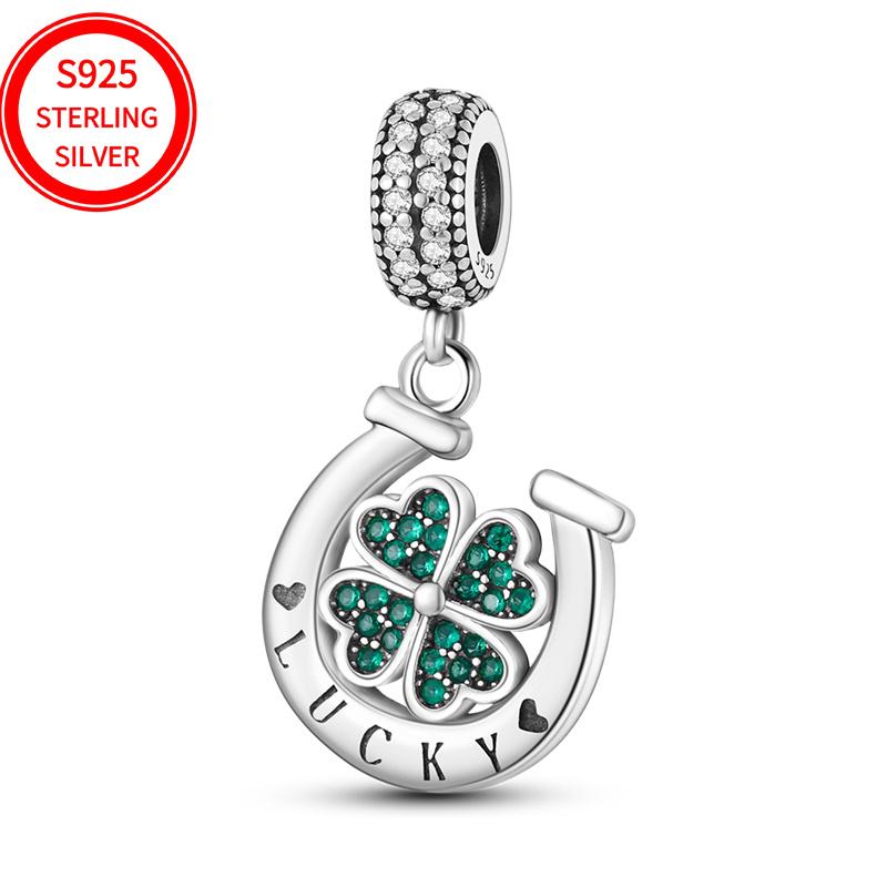 

925 silver horseshoe clover pendant, suitable for personalized design of jewelry chains, as a gift women 8mm