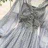Spring Autumn  New Long Dresses Chic Sweet Temperament Women's  Net Yarn Dress