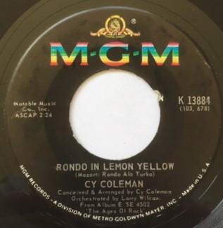 

7inch Record CY COLEMAN - Rondo In Lemon Yellow K13884 MGM Records 1968 UK Jazz Used