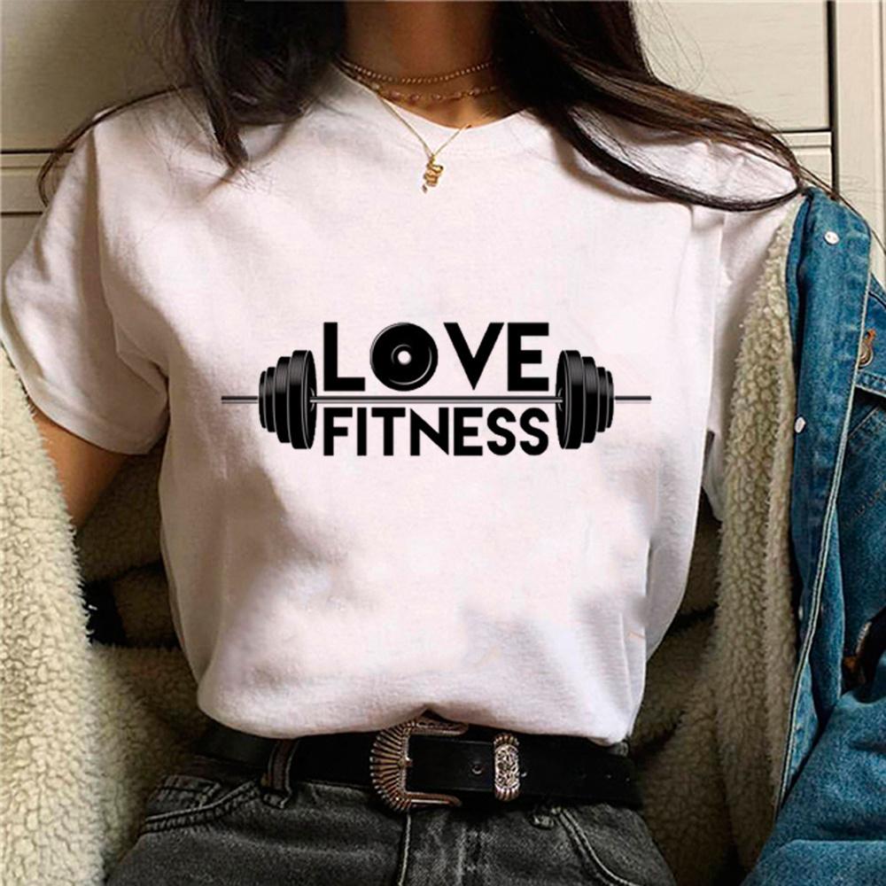 Crossfit Fitness T-shirts Women Manga Graphic Streetwear Top Female 2000s Japanese Designer Clothes