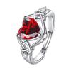 Heart-Shaped Ruby Pendant Necklace, Earrings & Adjustable Ring Set
