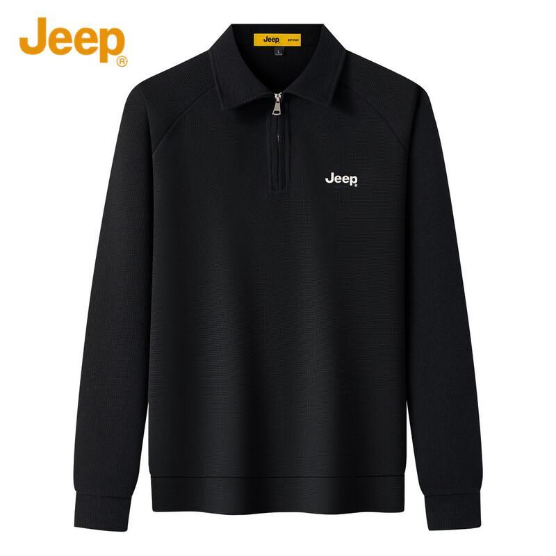 Jeep Men's Business Casual Polo Collar Long-Sleeve Sweatshirt
