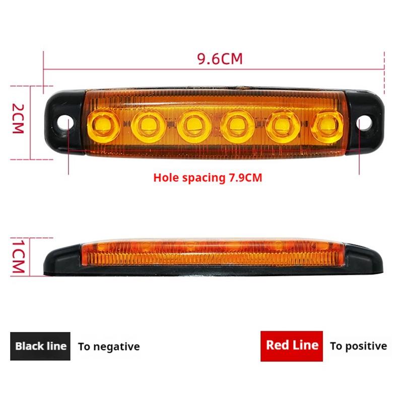 2PCS 12V/24V 6 Led Side Waterproof Marker Indicator Car Lights Front Rear for Trucks Cab RV Trailer